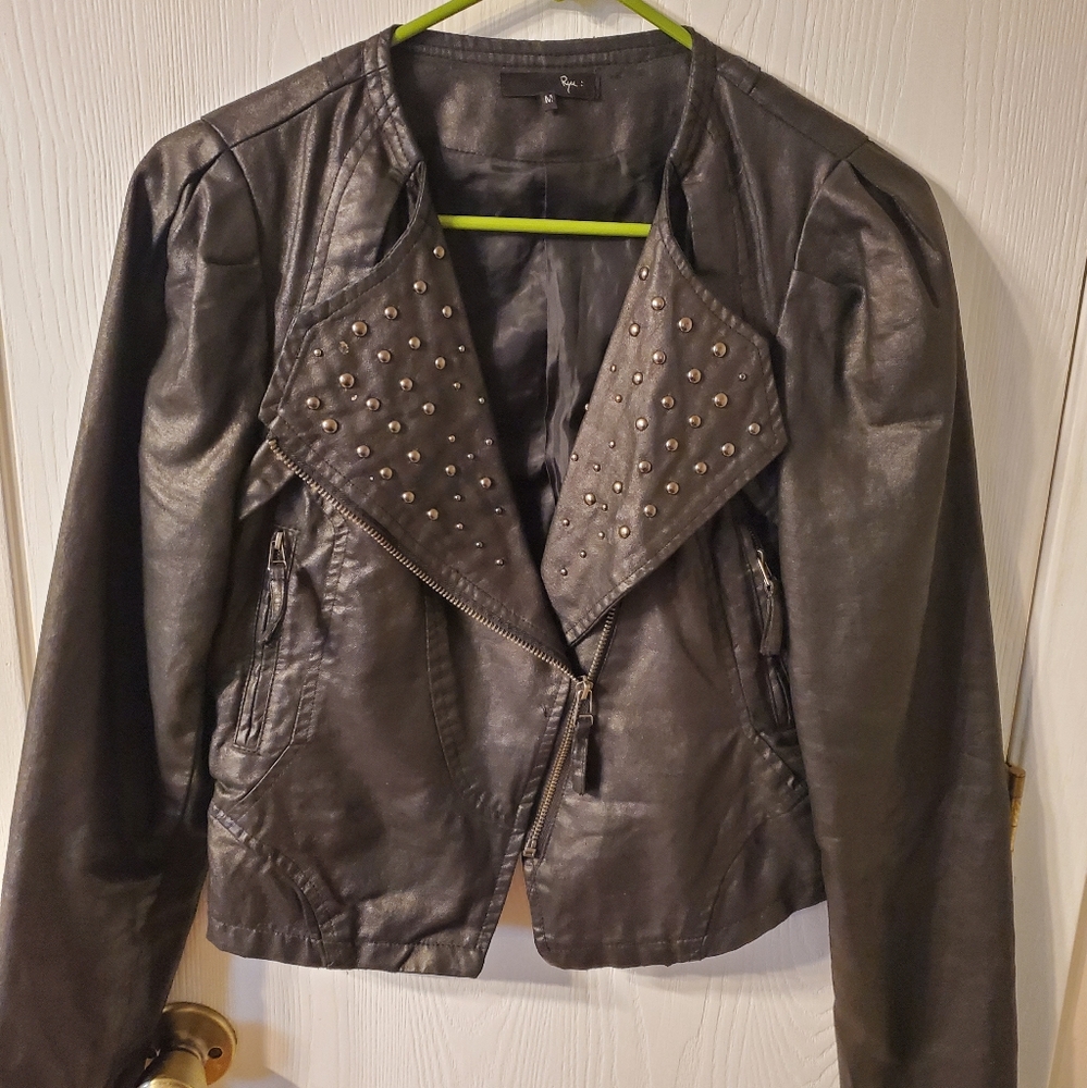 Studded black leather jacket